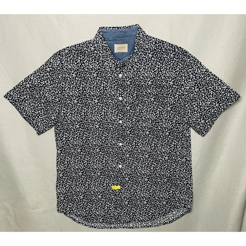 Jachs New York Men's S/S Stretch Poplin Shirt Navy/ Floral Size Medium